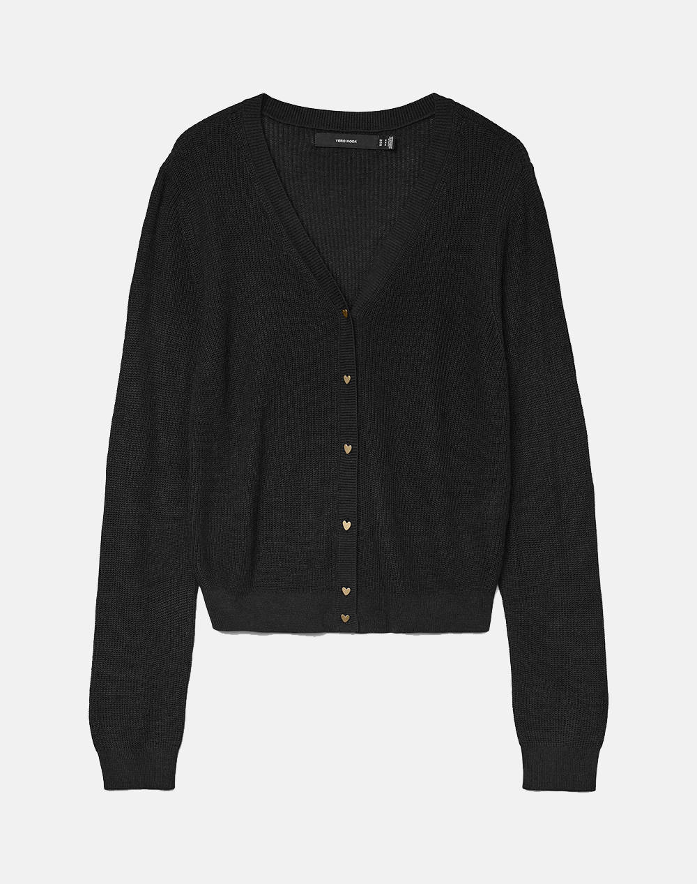 Vero Moda Vmnewlex Ls V Neck Heart Cardigan Women Clothes Tops Knits Black Cotton,Viscose,Synthetic 10332048 Black Female Knits Black