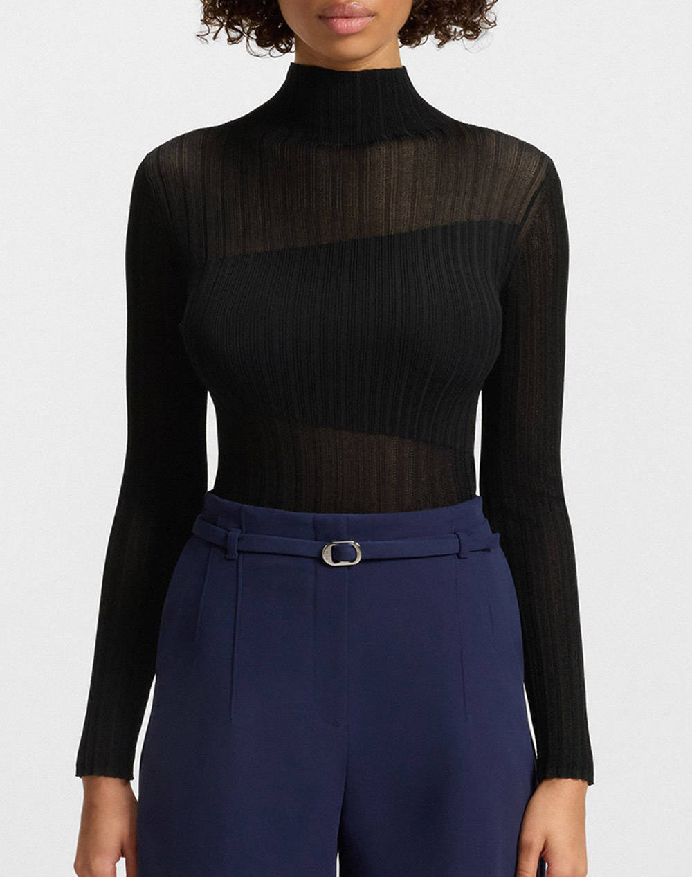 Hugo Siclamino 10271922 01 Women Clothes Tops Knits Black Elastic,Synthetic 50542650 001 Female Knits Black