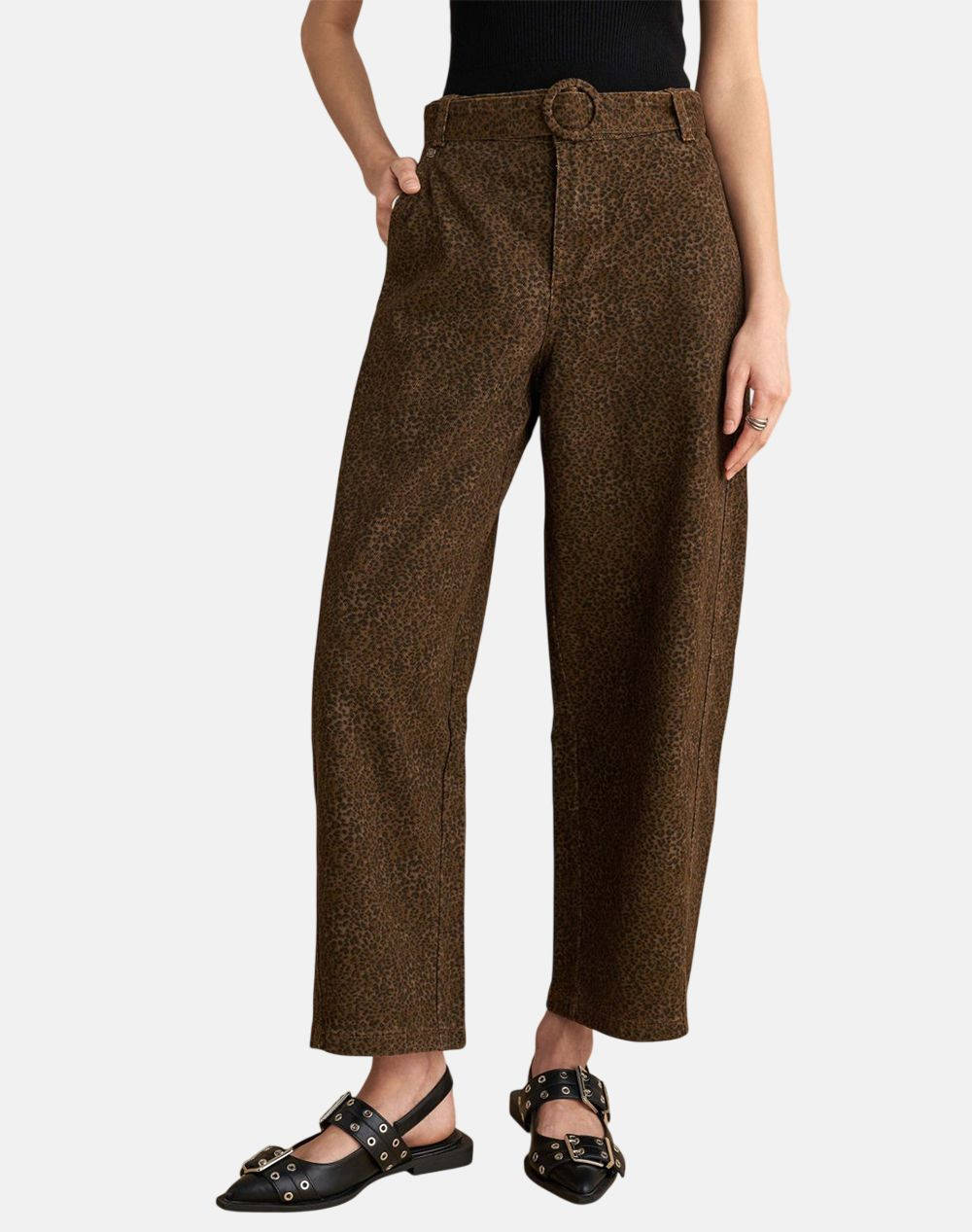 Attrattivo Pants&Belt Women Clothes Trousers Fabric Trousers Brown Cotton 9921688 Choco Female Fabric Trousers Brown