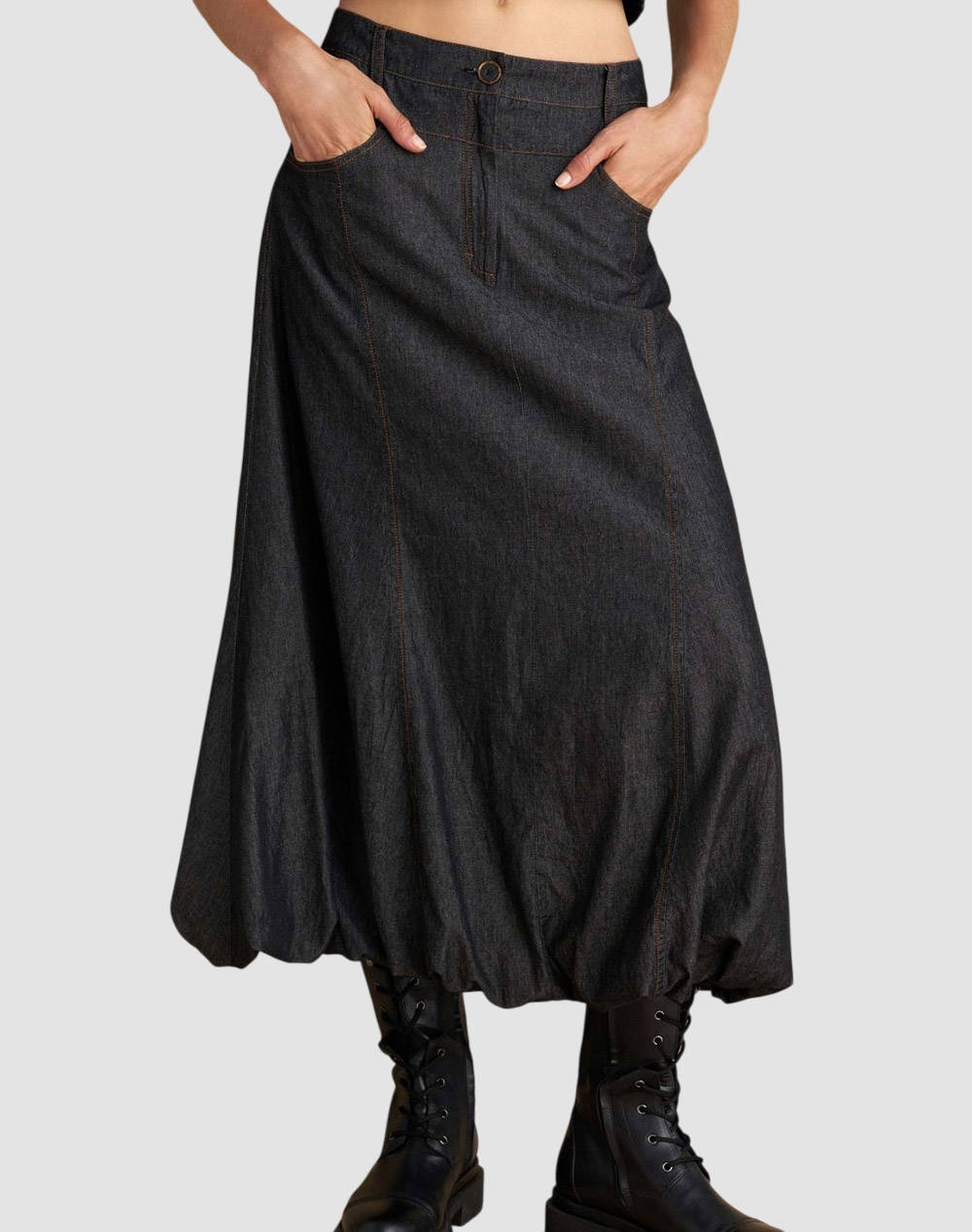 Attrattivo Skirt Women Clothes Skirts Denimblack Cotton 91253510 Mayro Female Skirts Black