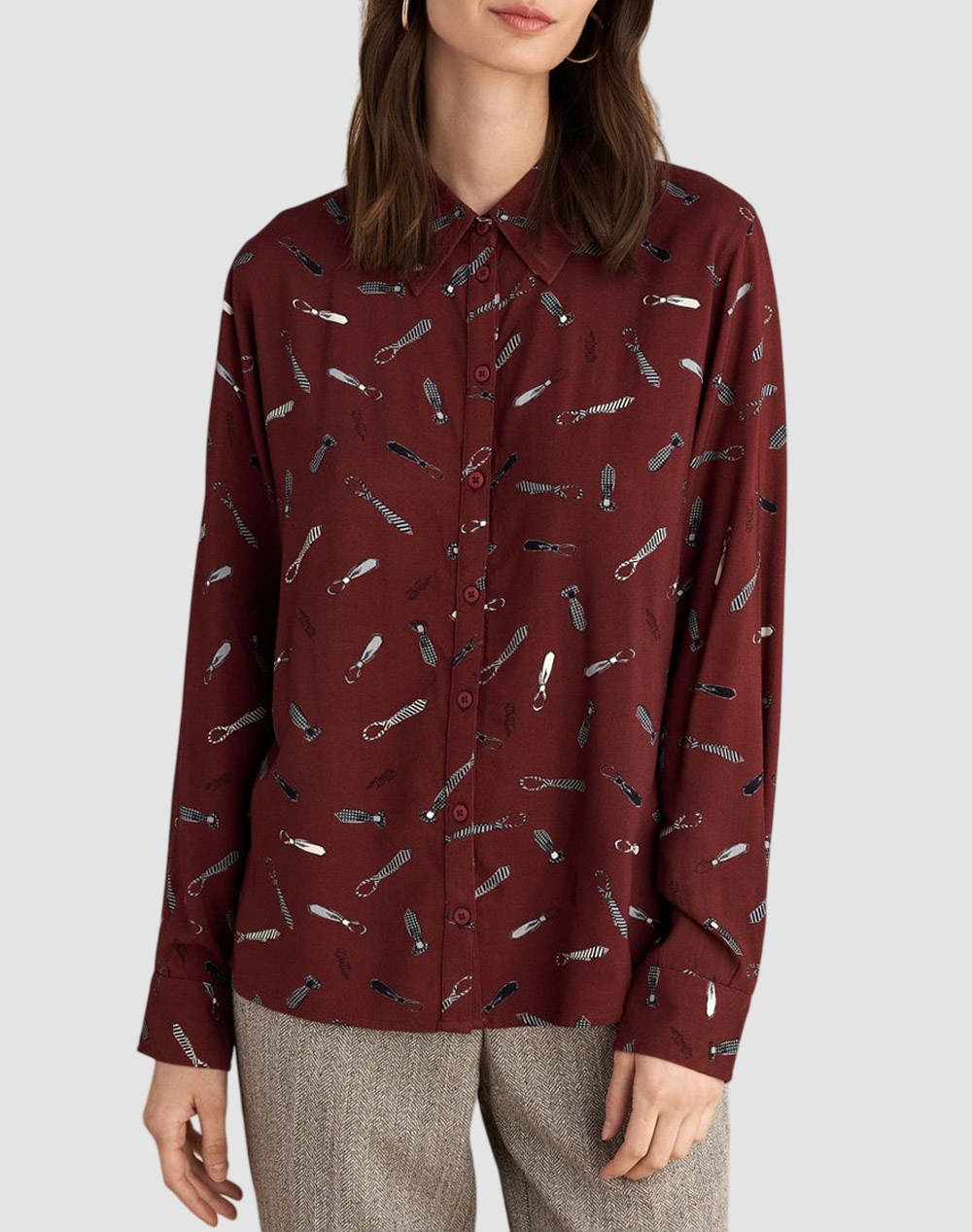 Attrattivo Shirt Women Clothes Shirts Darkred Viscose 9922091 Oxblo Female Shirts