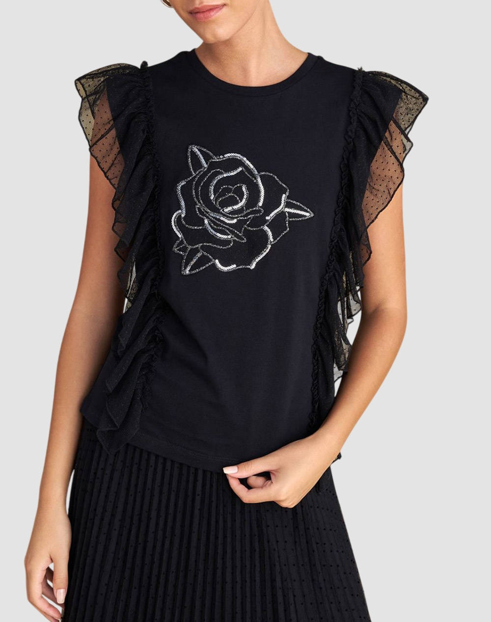 Attrattivo Blouse Women Clothes Tops T Shirts Black Cotton,Synthetic 9921803 Mayro Female T-Shirts Black