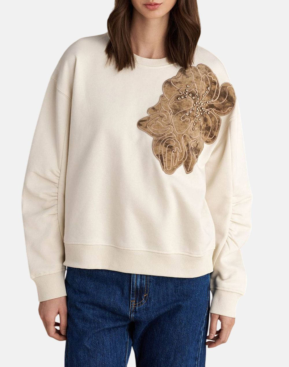 Attrattivo T Shirt Women Clothes Tops Sweatshirts Cream Cotton,Synthetic 9921604 Vanil Female Sweatshirts