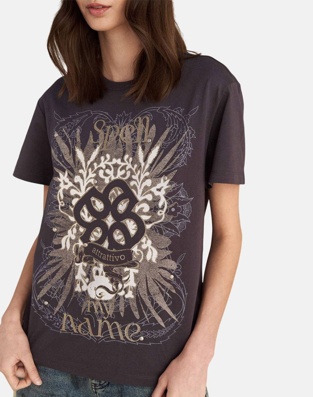 Attrattivo T Shirt Women Clothes Tops T Shirts Darkgray Cotton 9921804 Almbl Female T-Shirts