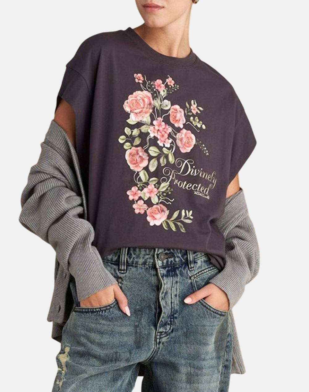 Attrattivo T Shirt Women Clothes Tops T Shirts Darkslategrey Cotton 9921810 Almbl Female T-Shirts