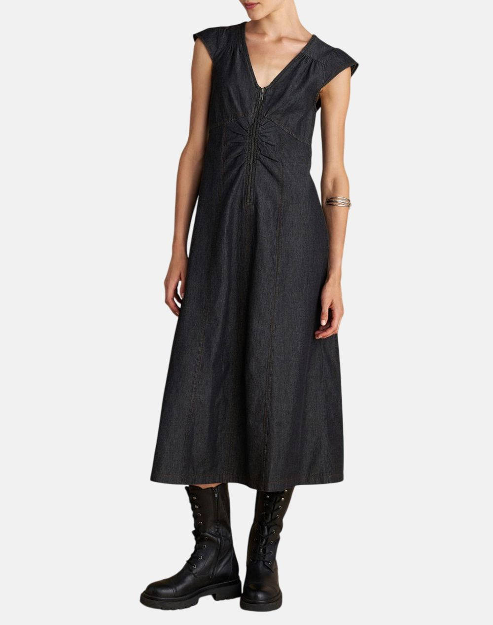 Attrattivo Dress Women Clothes Dresses Denimblack Cotton 91253752 Mayro Female Dresses Black