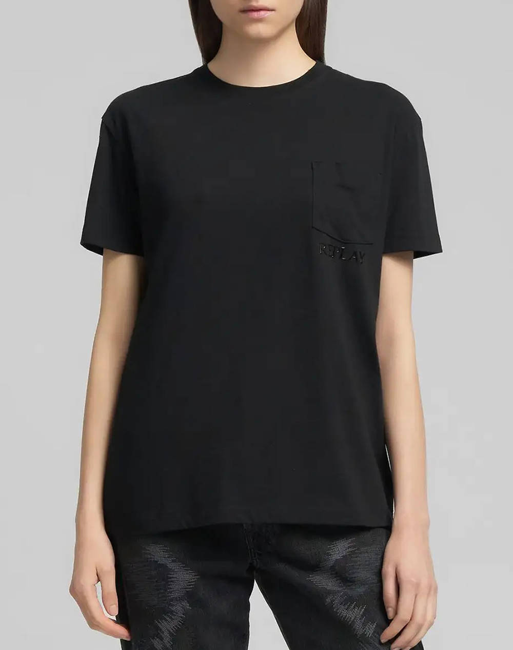 Replay Maco Women Clothes Tops T Shirts Black Cotton W3416A.000.23732P 098 Female T-Shirts Black