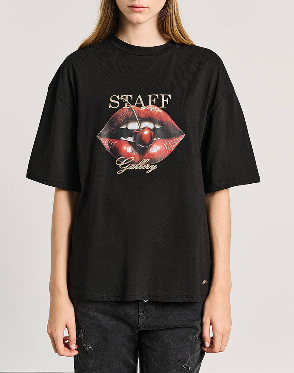 Staff Sonia T Shirt Women Clothes Tops T Shirts Black Cotton 63 006.054 Ν0090 Female T-Shirts Black
