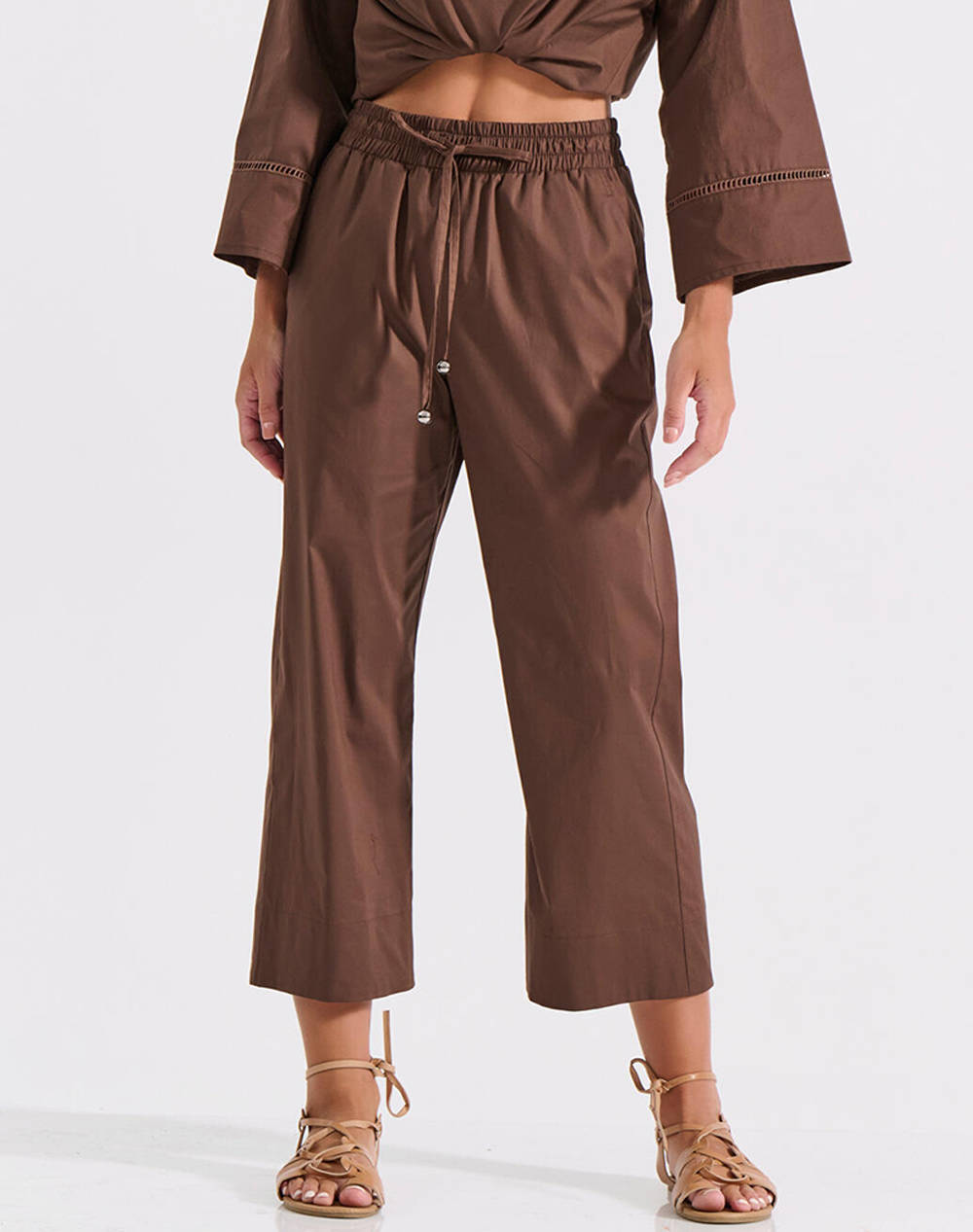 Bill Cost Culottes Women Clothes Trousers Fabric Trousers Brown Cotton,Elastic 10 180326 0 Καφε Female Fabric Trousers Brown