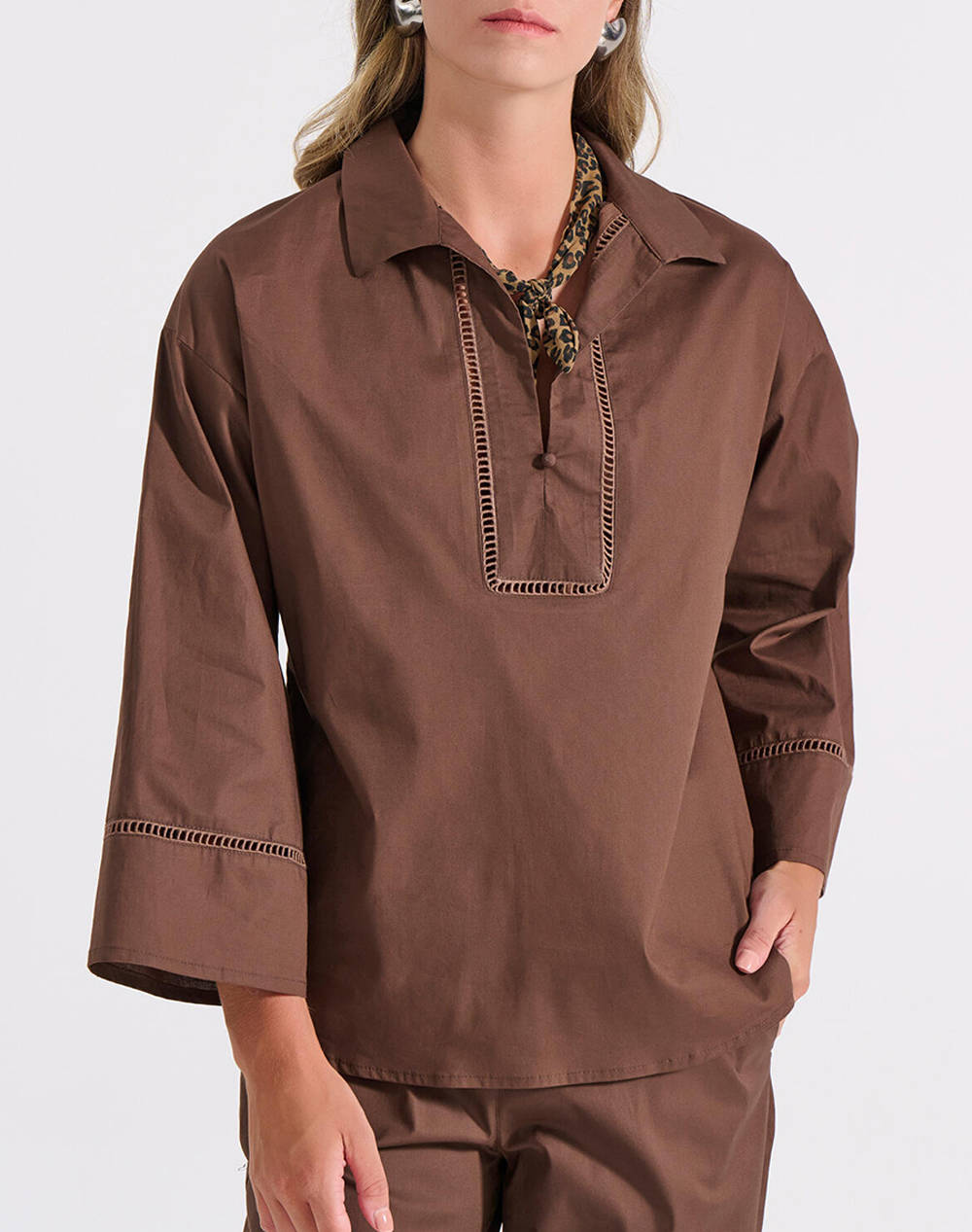 Bill Cost Blouse Women Clothes Tops T Shirts Brown Cotton,Elastic 10 180325 0 Καφε Female T-Shirts Brown