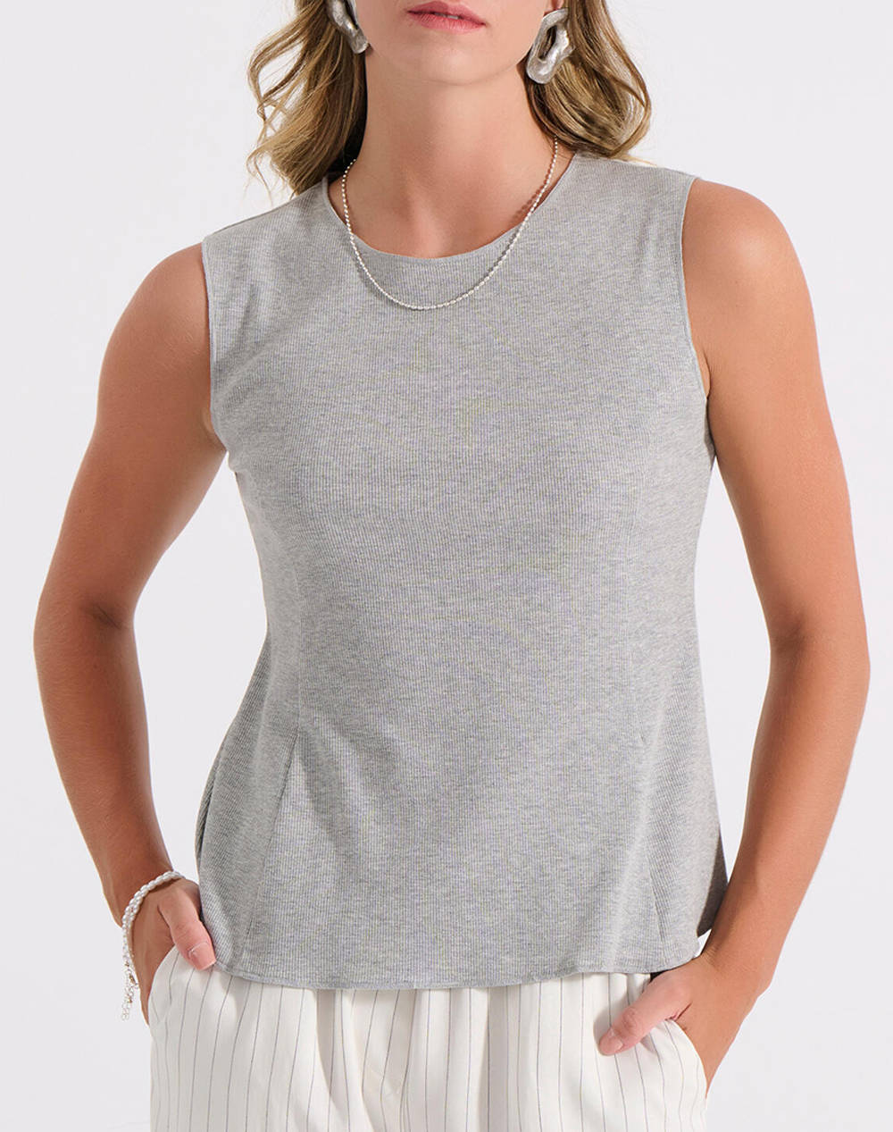 Bill Cost Blouse Women Clothes Tops T Shirts Gray Cotton,Elastic 10 220022 0 Γκρι Female T-Shirts