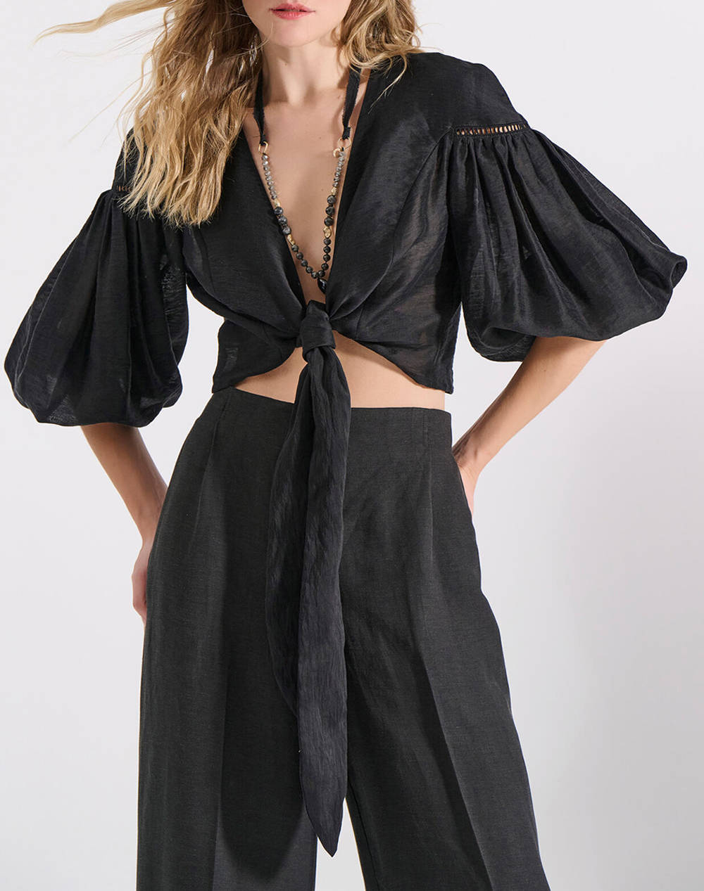 Bill Cost Blouse Women Clothes Tops T Shirts Black Linen,Synthetic 10 280541 0 Μαύρο Female T-Shirts Black