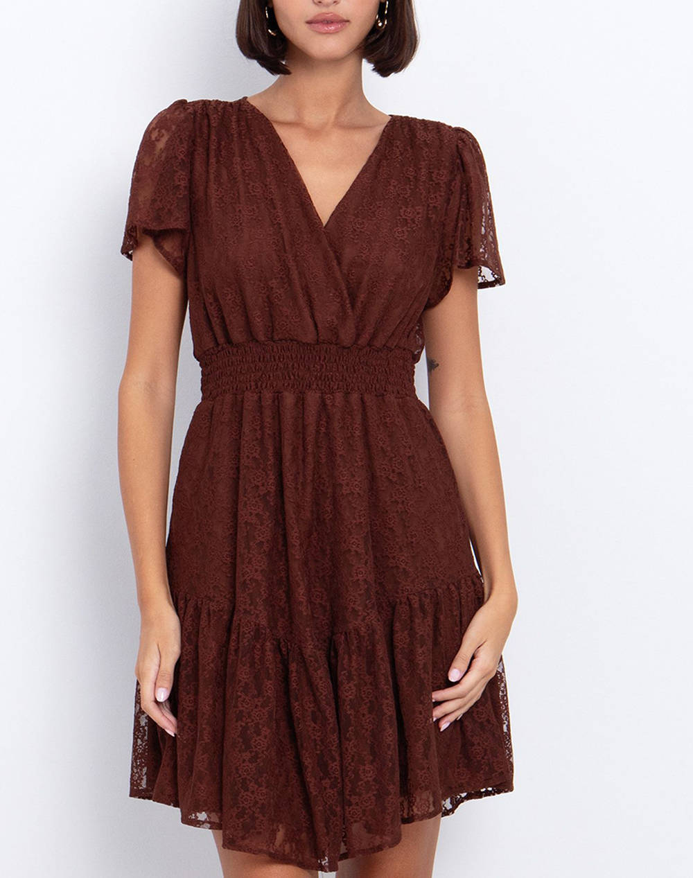 Toi&Moi Dress Women Clothes Dresses Brown Elastic,Synthetic 50 6650 225 330 Female Dresses Brown