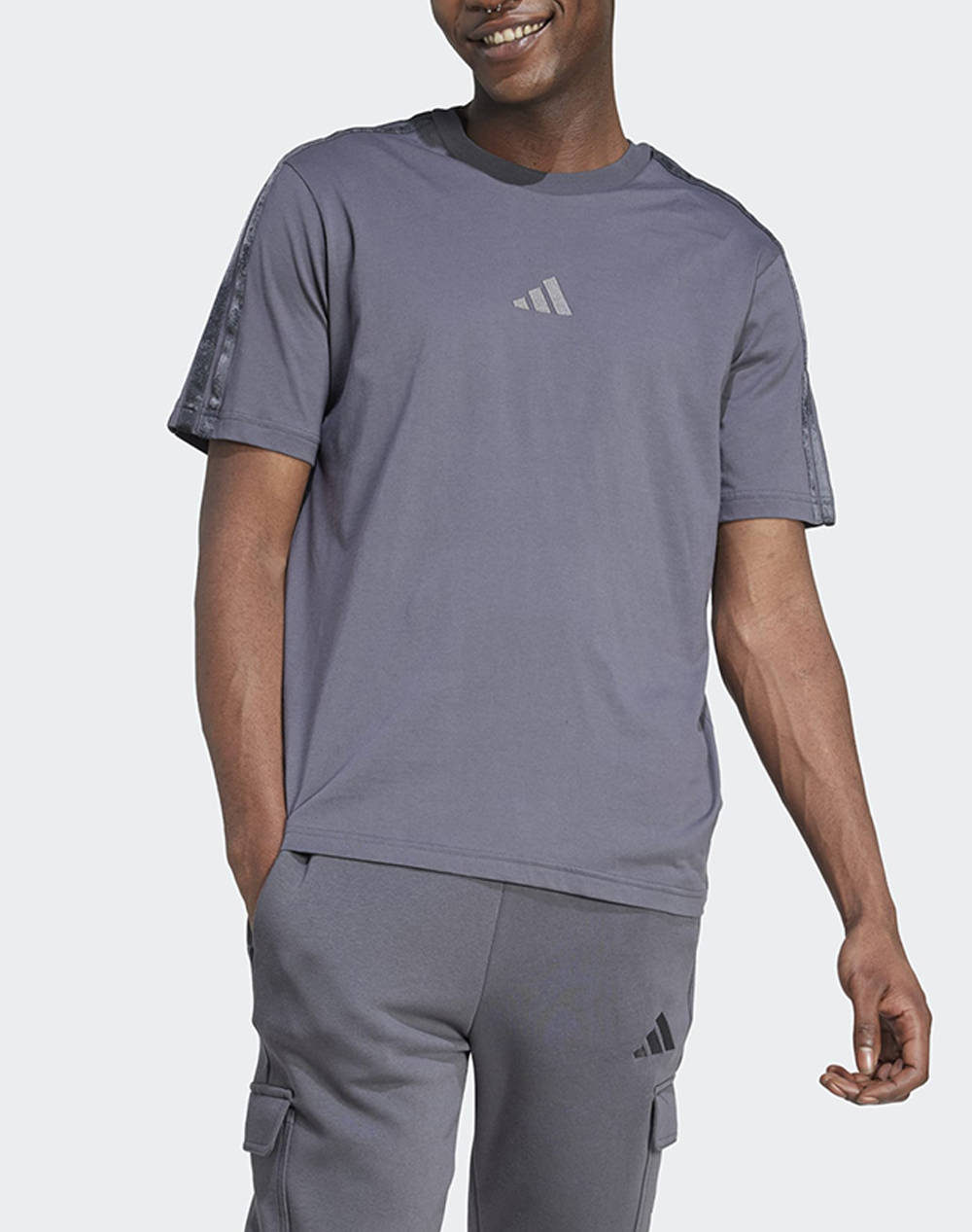 Adidas M Sea Aop T Men Clothes T Shirts & Sweatshirts T Shirts Gray Cotton Jm9203 Grey Male T-Shirts