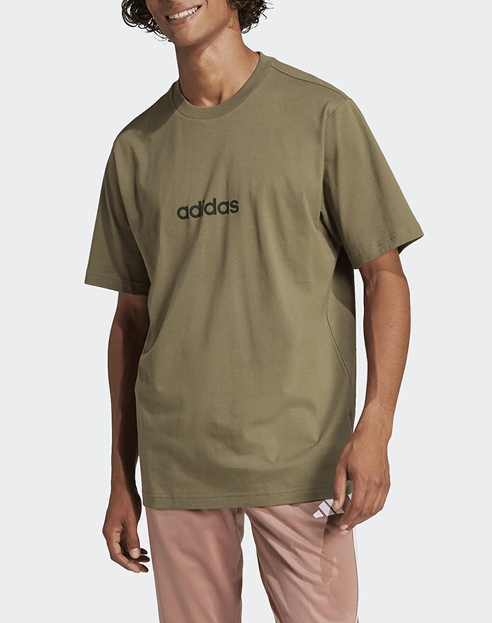 Adidas M Lin Sj T Men Clothes T Shirts & Sweatshirts T Shirts Khaki Cotton Je9001 Olistr/Black Male T-Shirts Khaki