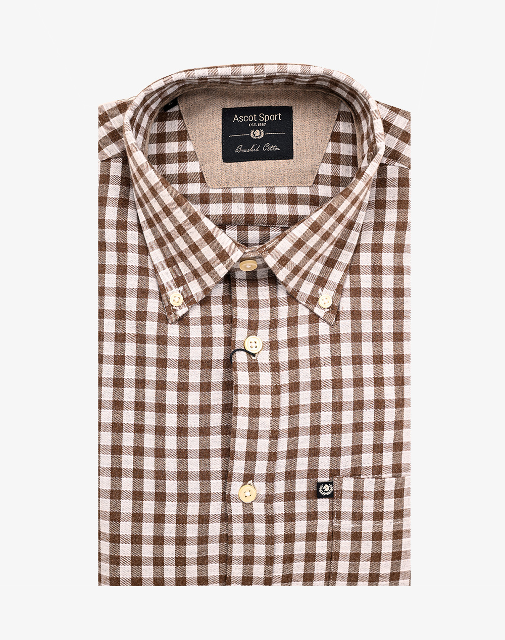 Ascott Πουκαμισο Ανδρας Ρουχα Πουκαμισα Brown Βαμβακι 15284209 32 - Koolfly