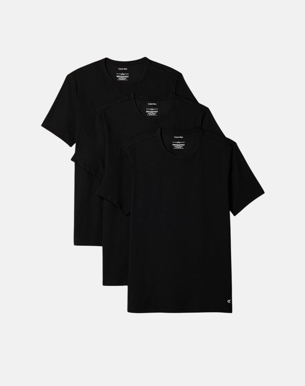 Calvin Klein S/S Crew Neck 3Pk Men Underwear Undershirts Black Cotton,Elastic,Synthetic Lv00Nb4185 Ub1 Male Undershirts Black