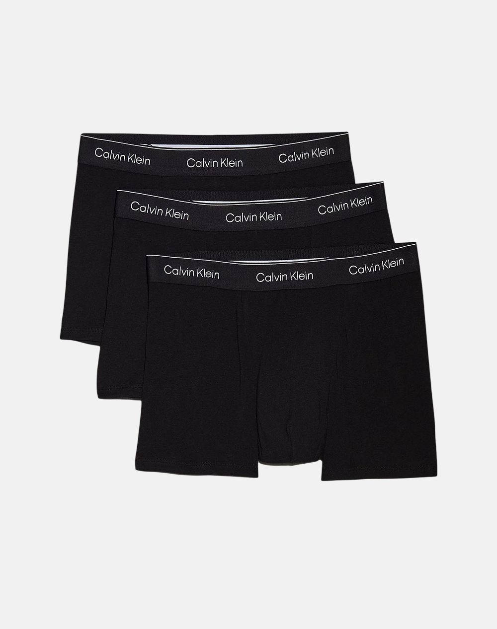 Calvin Klein Relaxed Trunk 3Pk Men Underwear Briefs Boxer Briefs Totalblack Cotton,Elastic Lv00Nb4286 Tm6 Male Boxer Briefs Black