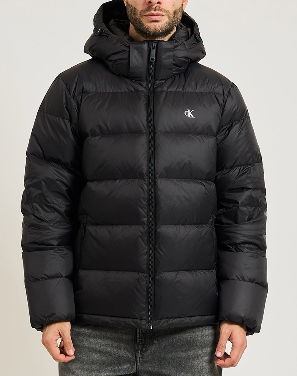 Calvin Klein Ls Nyln Zp Off Hd Dw Men Clothes Outerwear Jackets Black Synthetic Lv04Rc518G Ub1 Male Jackets Black