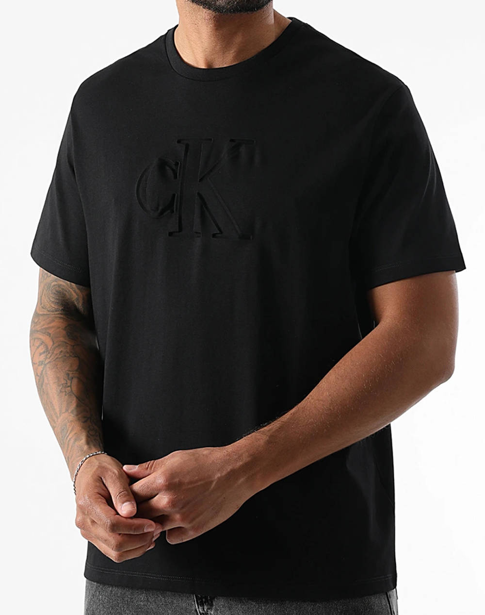 Calvin Klein Jeans Ss 20S Ck Dbss Mn Gr Men Clothes T Shirts & Sweatshirts T Shirts Black Cotton Lv04Rc824G Ub1 Male T-Shirts Black