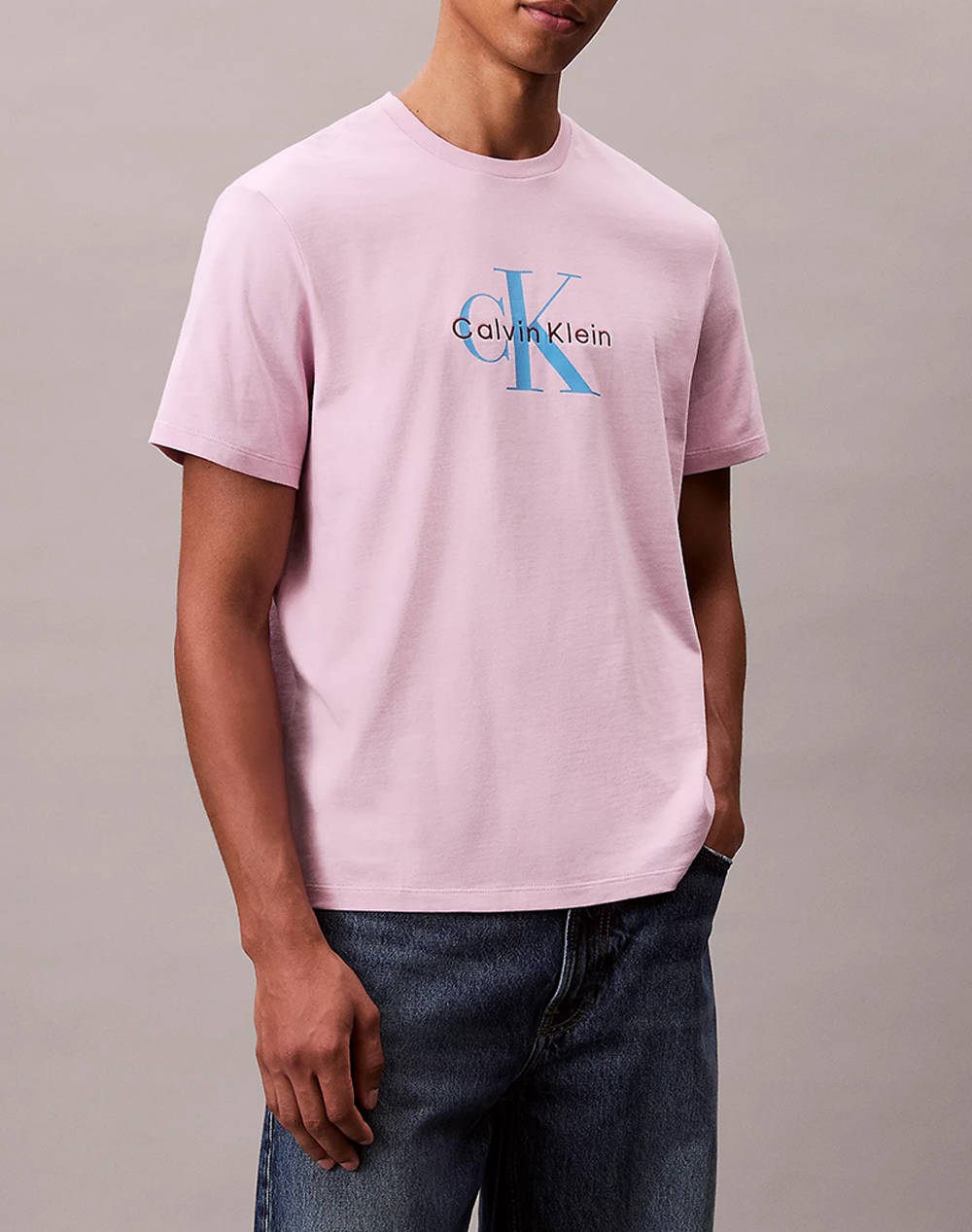 Calvin Klein Jeans Ss Hero Monologo Tee 20S Men Clothes T Shirts & Sweatshirts T Shirts Lilac Cotton Lv04Rb862G Xfc Male T-Shirts