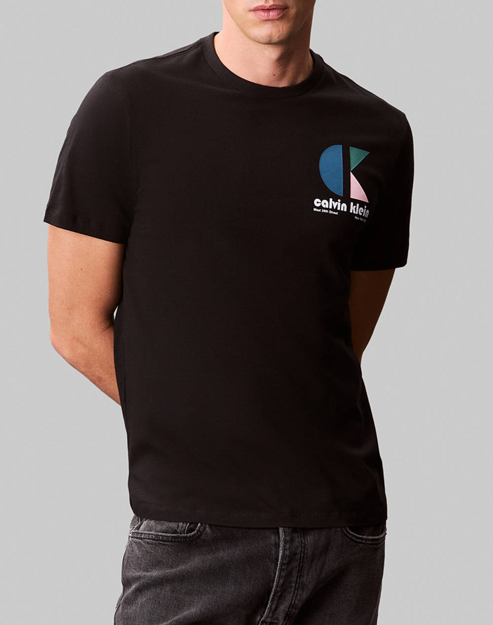 Calvin Klein Jeans Ss 30S Eu Ck Bh Logo Graphic Tee Men Clothes T Shirts & Sweatshirts T Shirts Black Cotton Lv04Rc843G Ub1 Male T-Shirts Black