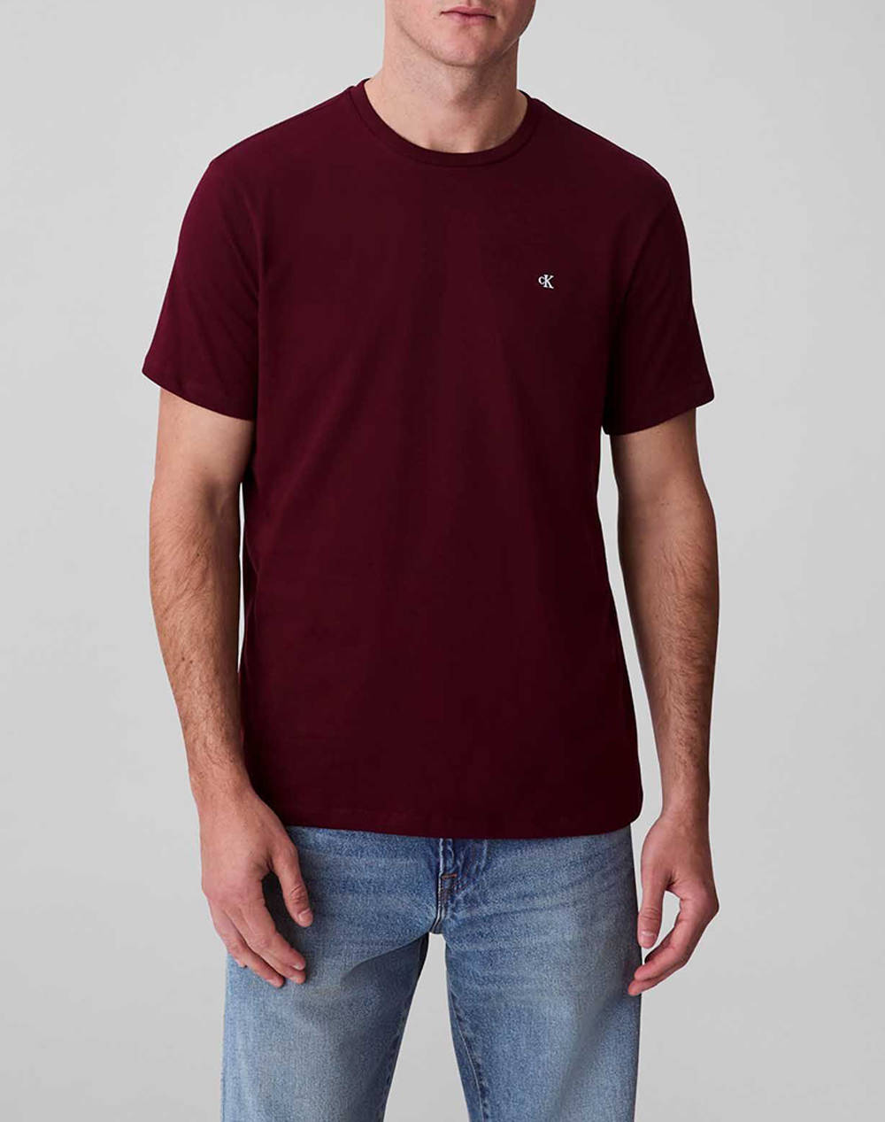 Calvin Klein Jeans Ss Smooth Cttn Solid Crewnk Tee Men Clothes T Shirts & Sweatshirts T Shirts Bordeux Cotton Lv040Hm265 Vlp Male T-Shirts