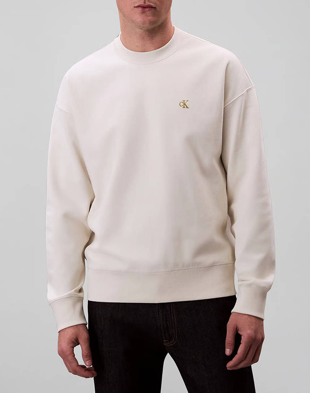 Calvin Klein Prmm Trry Mngrm Cn S Men Clothes T Shirts & Sweatshirts Sweatshirts Ecru Cotton,Synthetic Lv04Rc277G Yas Male Sweatshirts