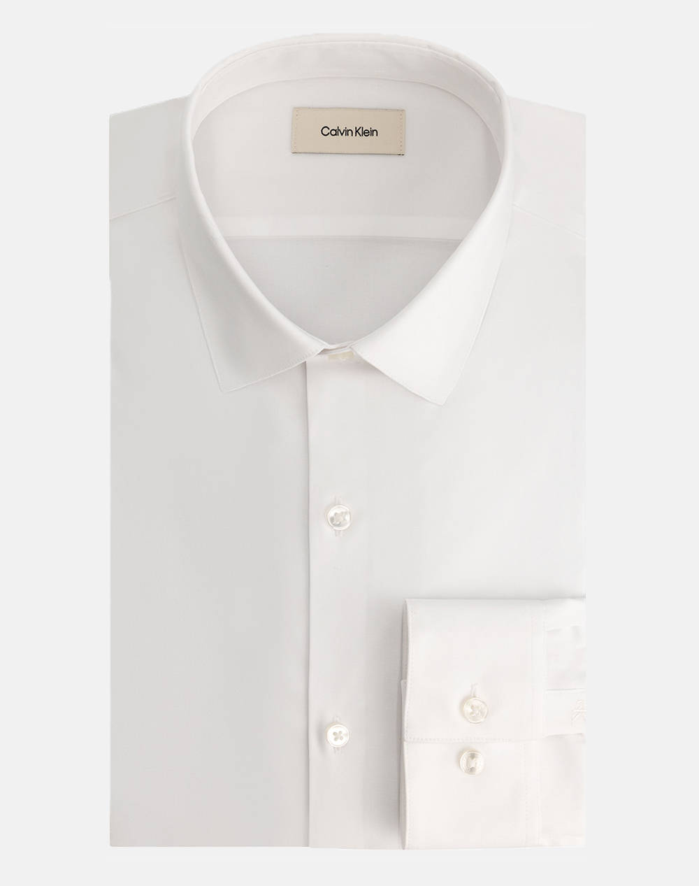 Calvin Klein Slim Esntl Poplin Nos Str Sld Men Clothes Shirts White Cotton,Elastic Lv019Eu000 Xo0 Male Shirts