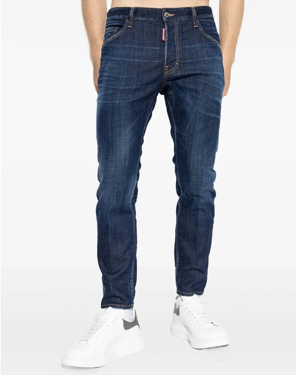 Dsquared2 5 Pocket Trousers Men Clothes Trousers Jeans Denimblue Cotton,Elastic S74Lb1737D30010 470 Male Jeans Blue