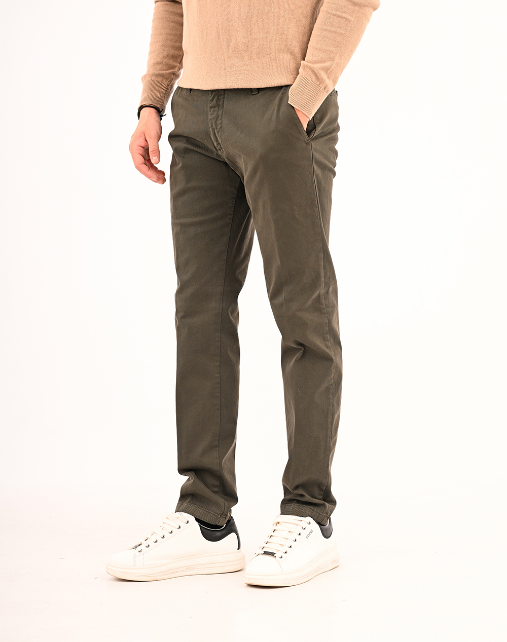 Four Ten Παντελονι Chino Ανδρας Ρουχα Παντελονια Chinos Armygreen Βαμβακι,Με Ελασταν T910200001 00072 - Koolfly