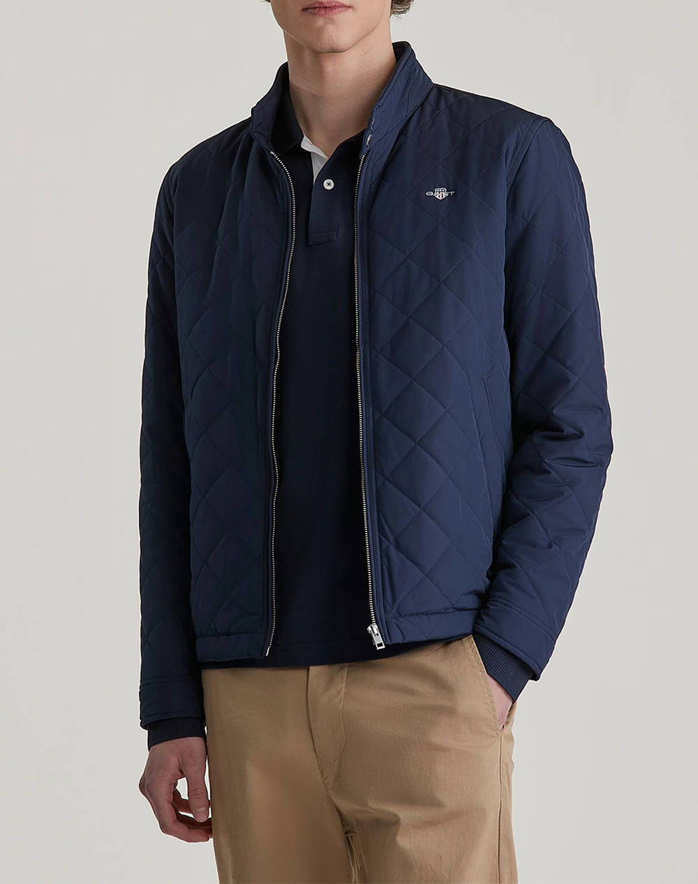 Gant Quilted Windcheater Jacket Men Clothes Outerwear Jackets Darkblue Synthetic 3G7006340 433 Male Jackets Blue
