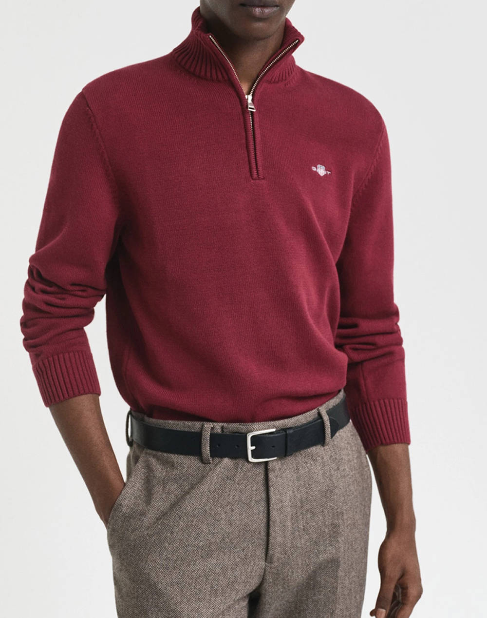 Gant Mm Casual Cotton Half Zip Sweater Men Clothes T Shirts & Sweatshirts Knits Bordeux Cotton 3G8030170 604 Male Knits