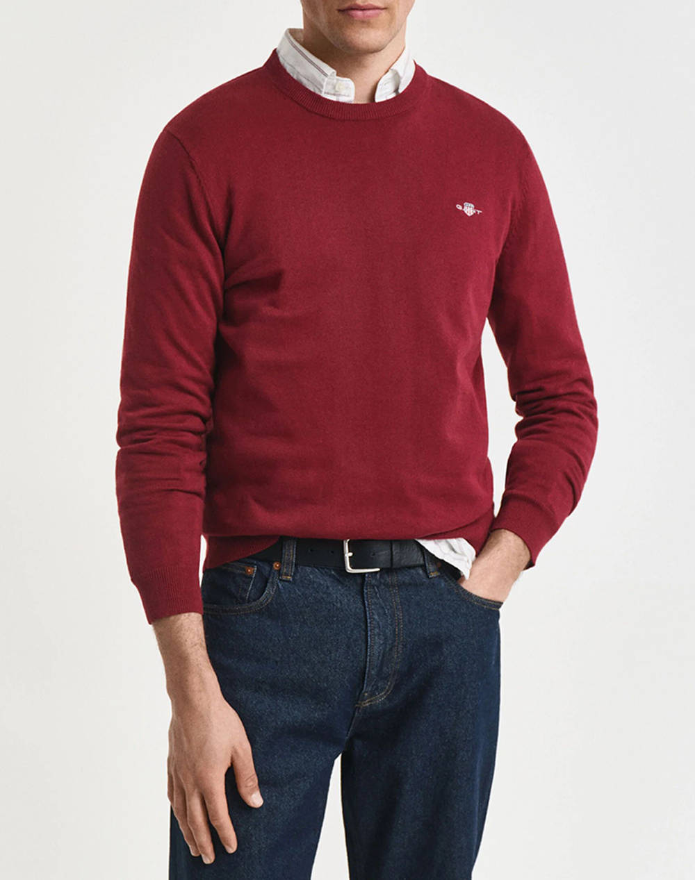 Gant Sweater Ls Classic Cotton C Neck Men Clothes T Shirts & Sweatshirts Knits Red Cotton 3G8030561 604 Male Knits