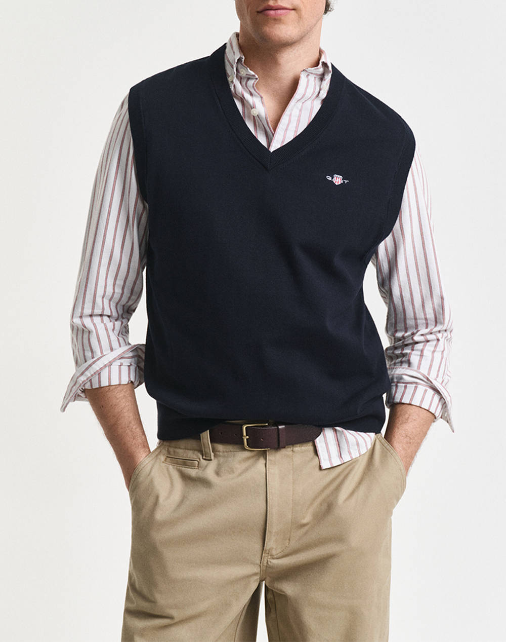 Gant Sweater Ns Classic Cotton Vest Men Clothes T Shirts & Sweatshirts Knits Darkblue Cotton 3G8030570 433 Male Knits Blue