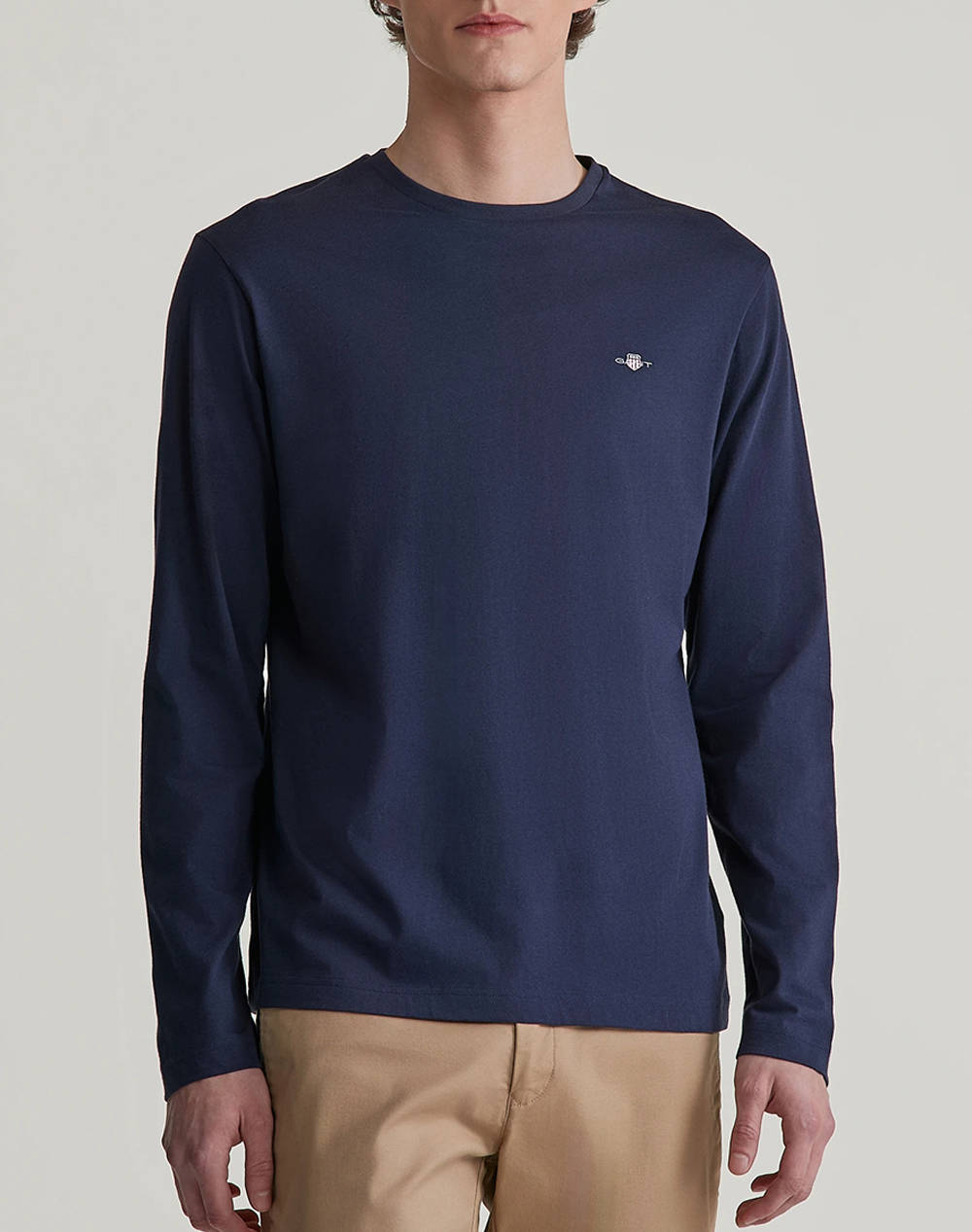 Gant Reg Shield Ls T Shirt Men Clothes T Shirts & Sweatshirts T Shirts Darkblue Cotton 3G2004049 433 Male T-Shirts Blue