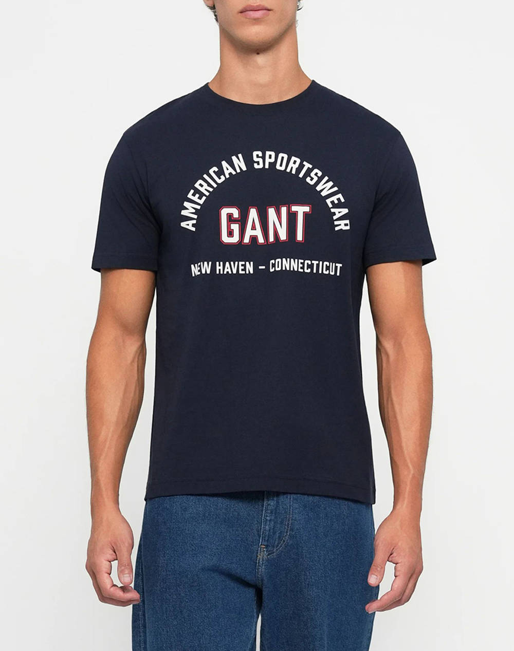 Gant Printed Graphic Ss T Shirt Men Clothes T Shirts & Sweatshirts T Shirts Darkblue Cotton 3G2003364 433 Male T-Shirts Blue