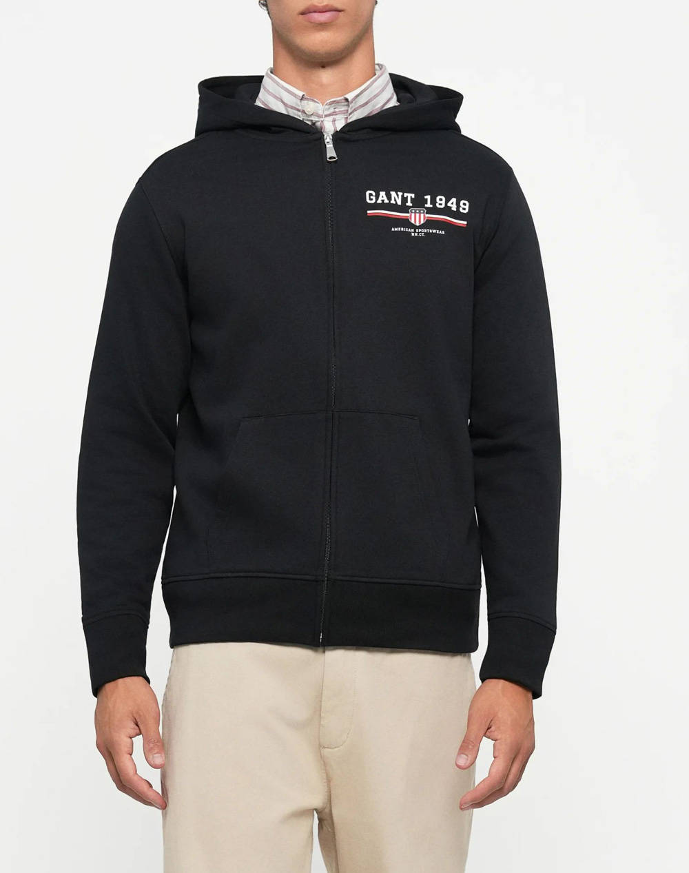 Men Clothes Jackets Zip Through Hoodies Black Cotton,Synthetic 3G2067041 5 Male Zip Through Hoodies Black