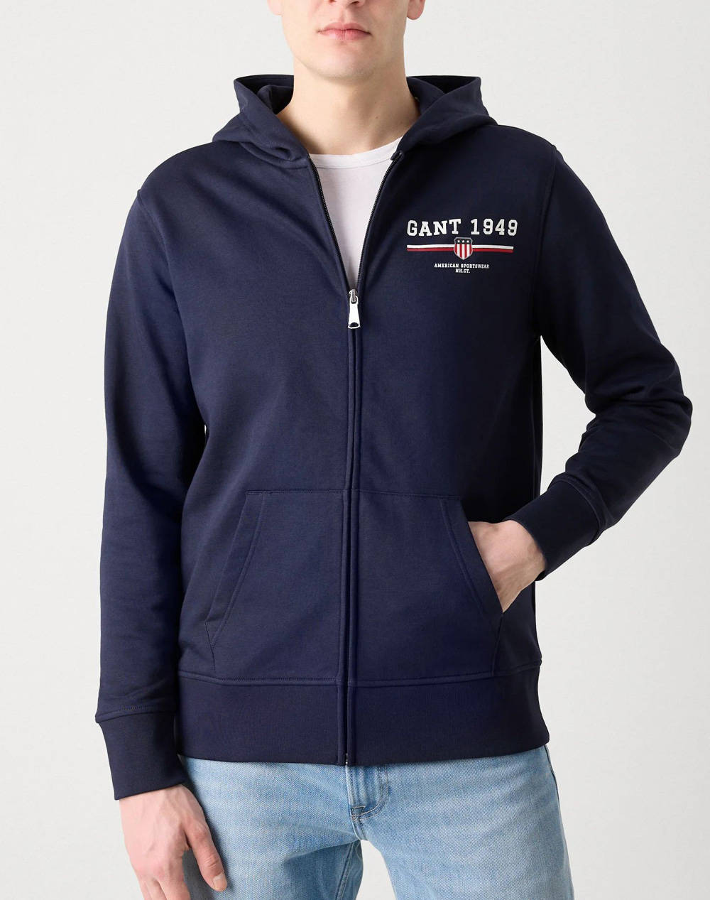 Men Clothes Jackets Zip Through Hoodies Darkblue Cotton,Synthetic 3G2067041 433 Male Zip Through Hoodies Blue