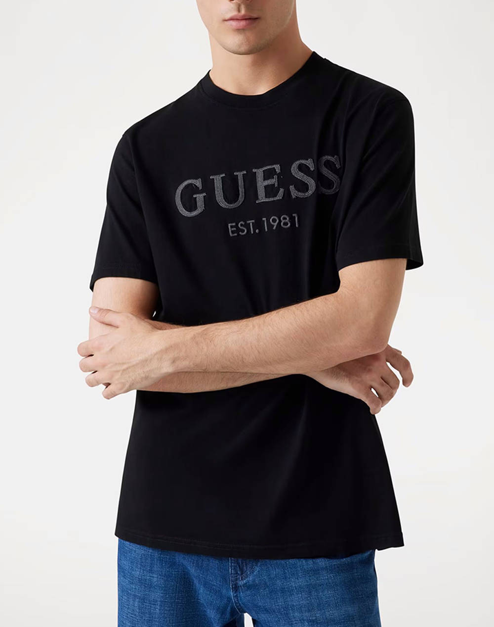 Guess Ss Cn Guess Box Logo Tee Men''S T Shirt Men Clothes T Shirts & Sweatshirts T Shirts Black Cotton M5Yi17I3Z14 Jblk Male T-Shirts Black