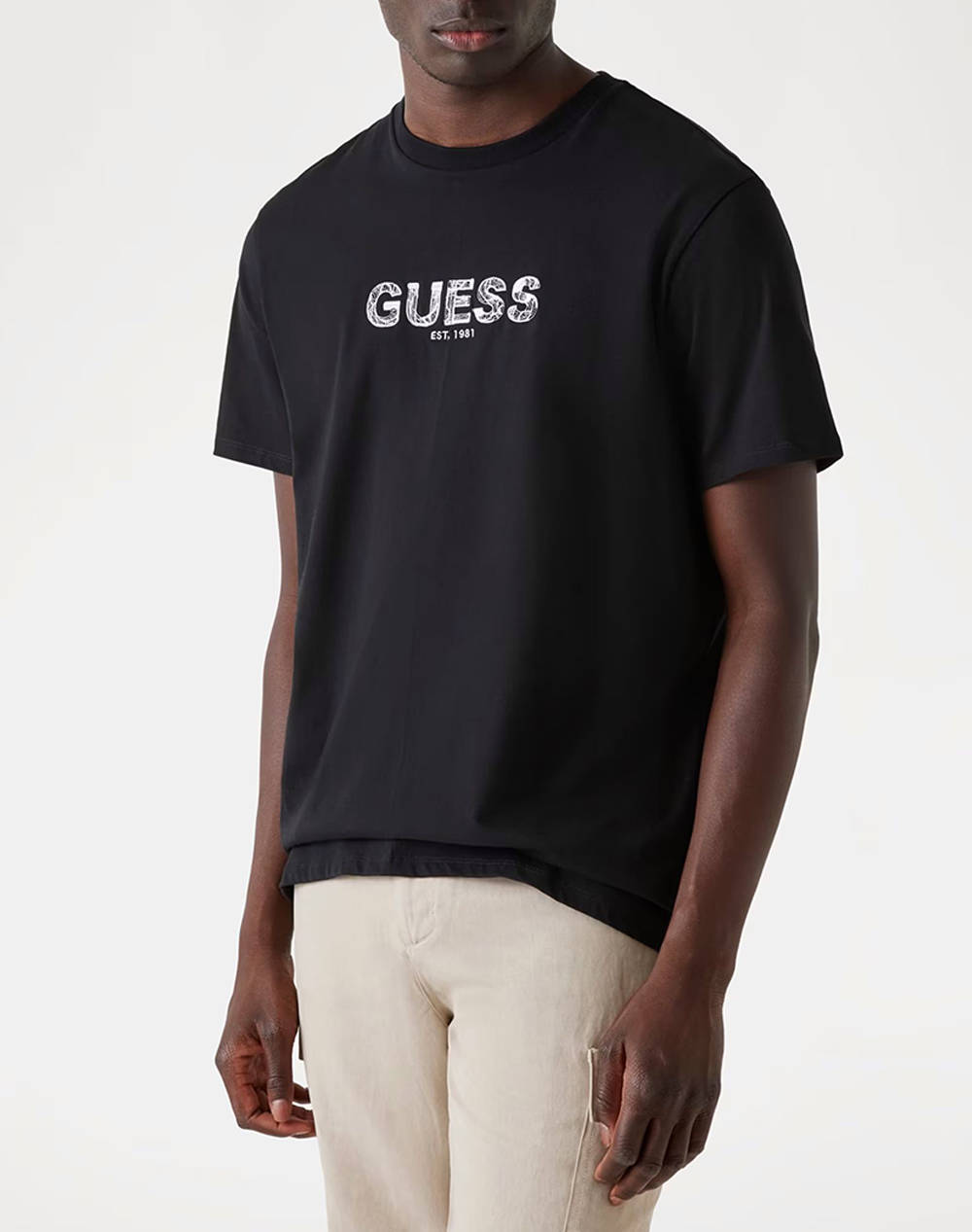 Guess Ss Bsc Guess Embroidery Logo T Shirt Men Men Clothes T Shirts & Sweatshirts T Shirts Black Cotton M5Yi41Kbw41 Jtmu Male T-Shirts Black