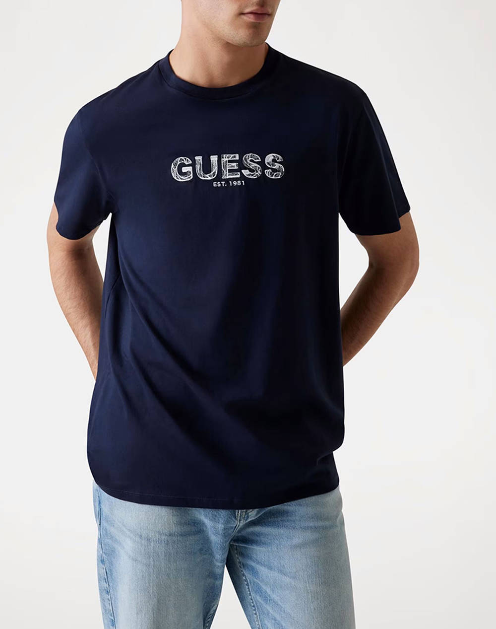 Guess Ss Bsc Guess Embroidery Logo T Shirt Men Men Clothes T Shirts & Sweatshirts T Shirts Darkblue Cotton M5Yi41Kbw41 F73J Male T-Shirts Blue