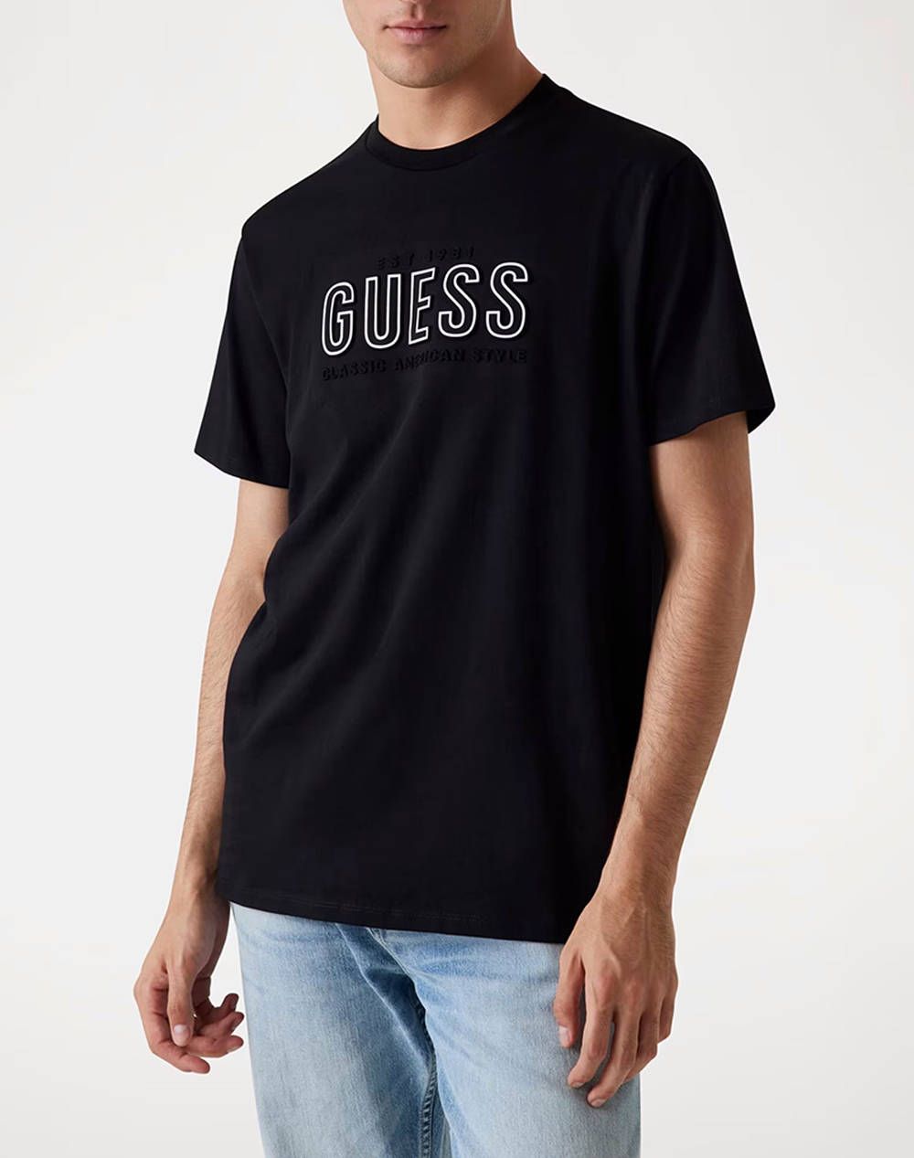 Guess Ss Bsc Guess Embossed Logo Tee Men''S T Shirt Men Clothes T Shirts & Sweatshirts T Shirts Black Cotton M5Yi44Kbw41 Jtmu Male T-Shirts Black