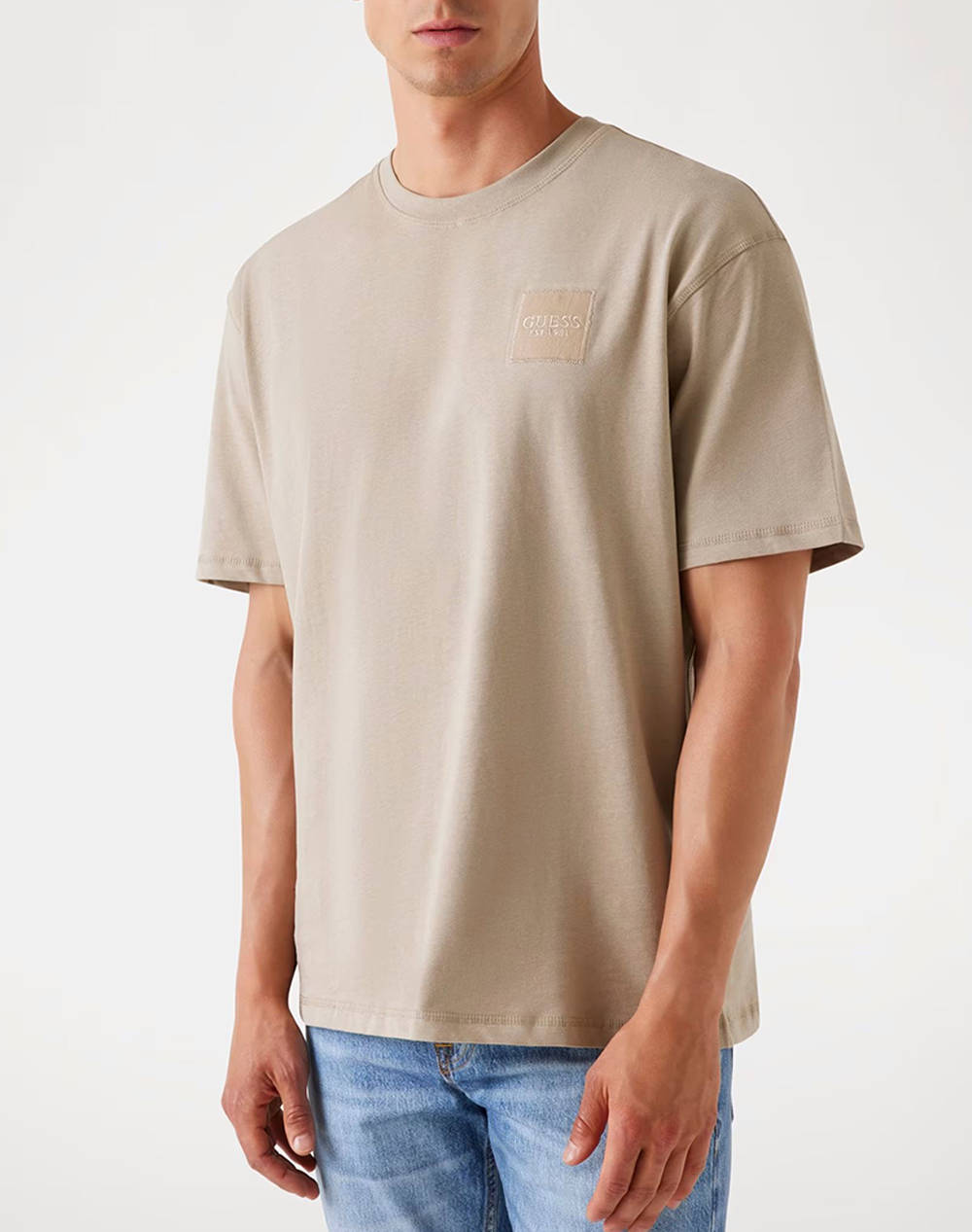 Guess Ss Cn Patch At Chest Tee Men''S T Shirt Men Clothes T Shirts & Sweatshirts T Shirts Biege Cotton M5Yi27Kccm1 G9I0 Male T-Shirts Biege