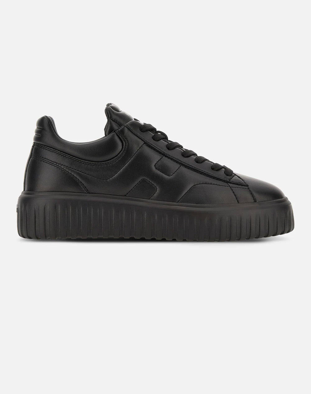 Men Footwear Sneakers Totalblack Leather Hxm6450Fc60 Le99999 Male Sneakers Black