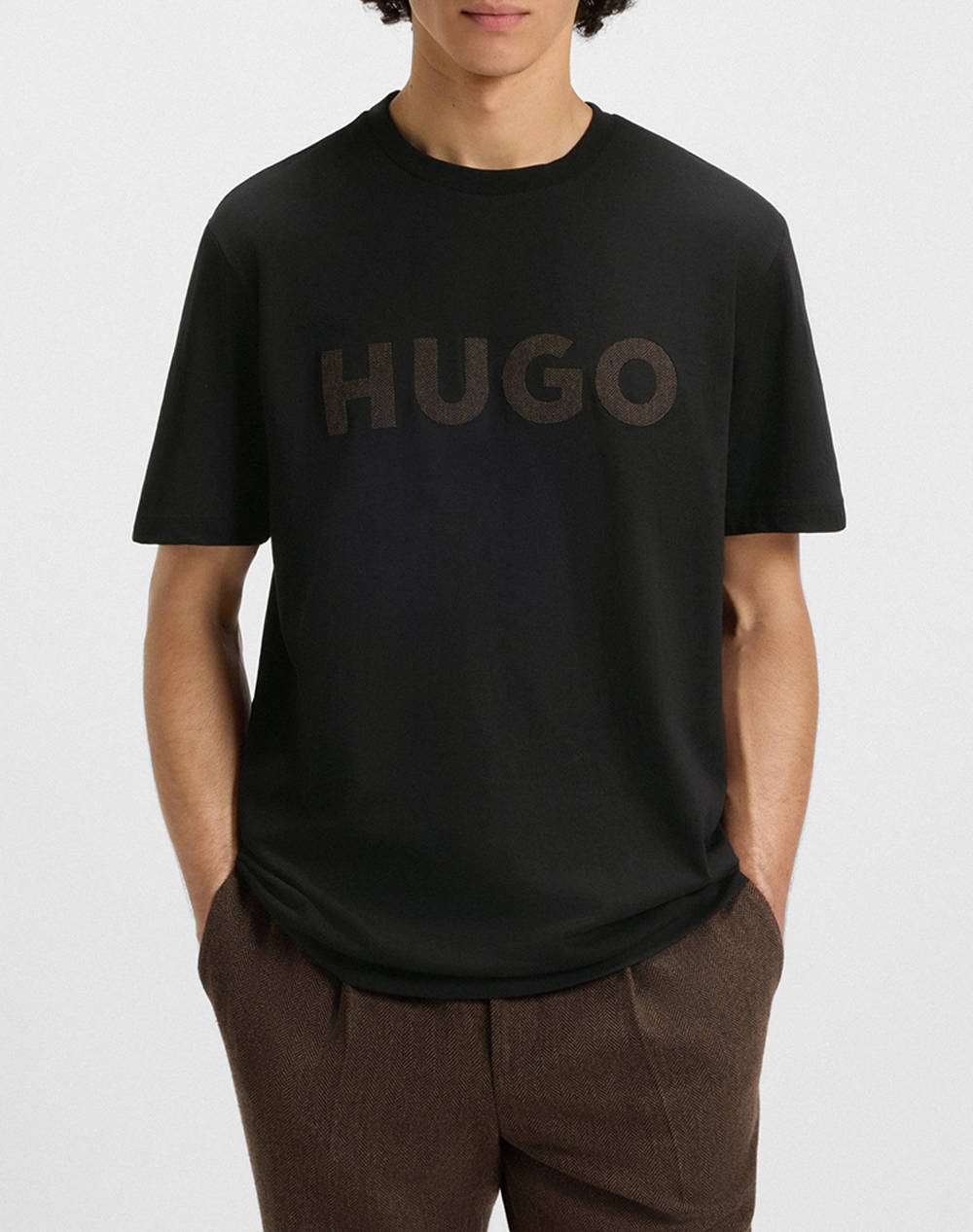 Hugo Dulivio_U253 10266462 01 Men Clothes T Shirts & Sweatshirts T Shirts Black Cotton 50542737 001 Male T-Shirts Black
