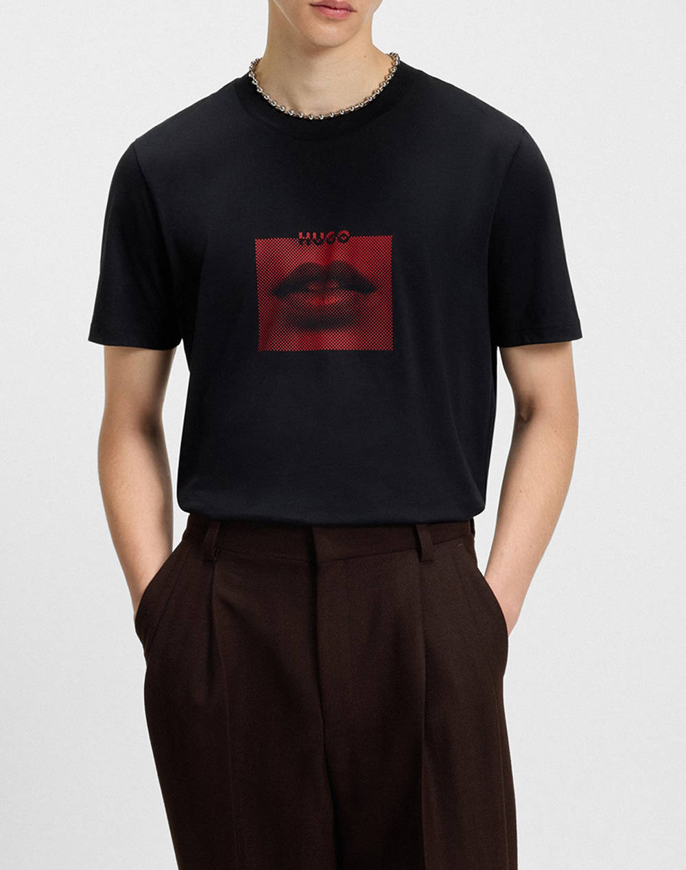 Hugo Deterni 10258299 01 Men Clothes T Shirts & Sweatshirts T Shirts Black Cotton 50544496 001 Male T-Shirts Black