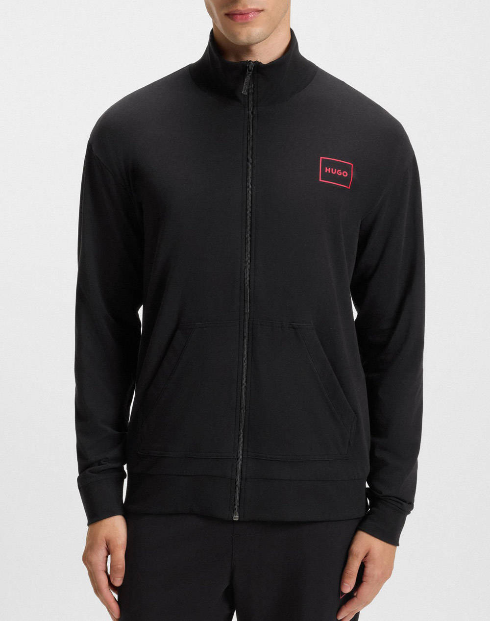 Men Clothes Jackets Zip Through Hoodies Black Cotton,Elastic 50525245 001 Male Zip Through Hoodies Black