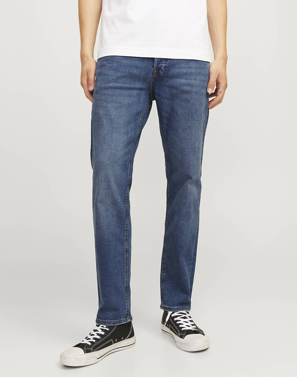 Jack&Jones Jjimike Jjoriginal Sq 223 Men Clothes Trousers Jeans Denimblue Cotton,Elastic,Synthetic 12246914 Blue Denim Male Jeans Blue
