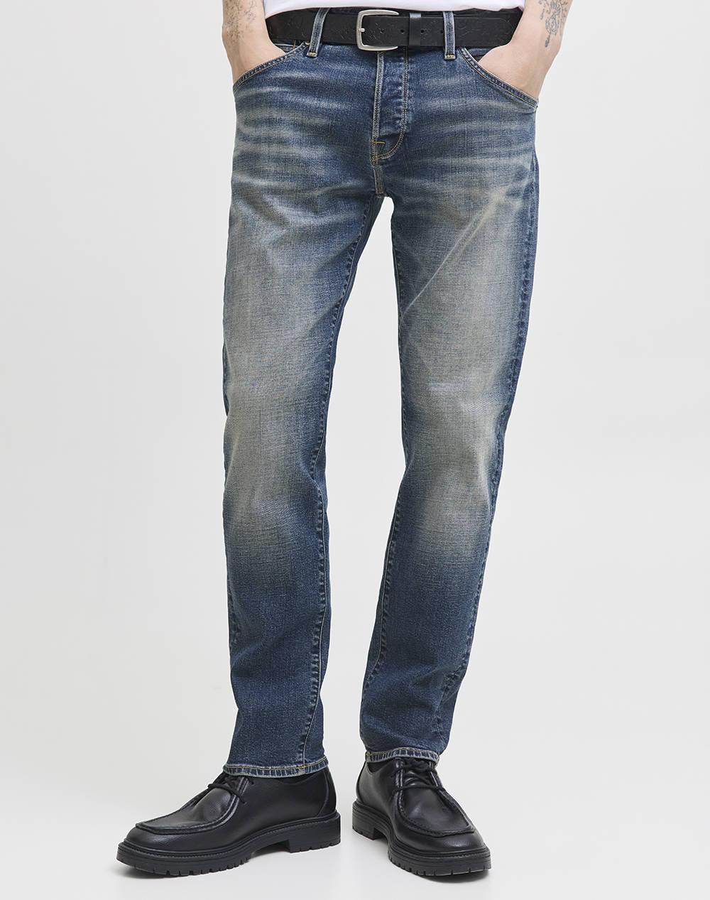 Jack&Jones Jjimike Jjfox Cb 082 Men Clothes Trousers Jeans Denimblue Cotton,Elastic 12278228 Blue Denim Male Jeans Blue